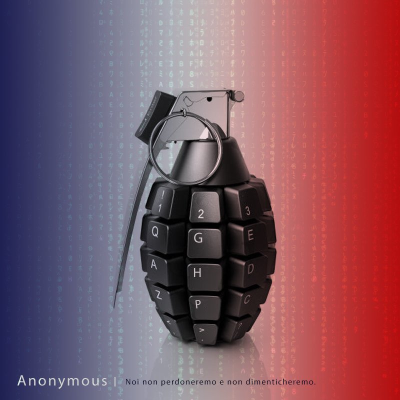 PerSeoDesign's tweet photo. "Le guerre al giorno d'oggi non si vincono coi fucili". #OpParis #Hacktivism
https://t.co/3CwGS8anB2 https://t.co/HGakJ90yTM