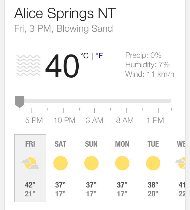 MattBrannRURAL's tweet image. Sydney calls it a heatwave.... Alice Springs calls it Friday @rohwick @702sydney