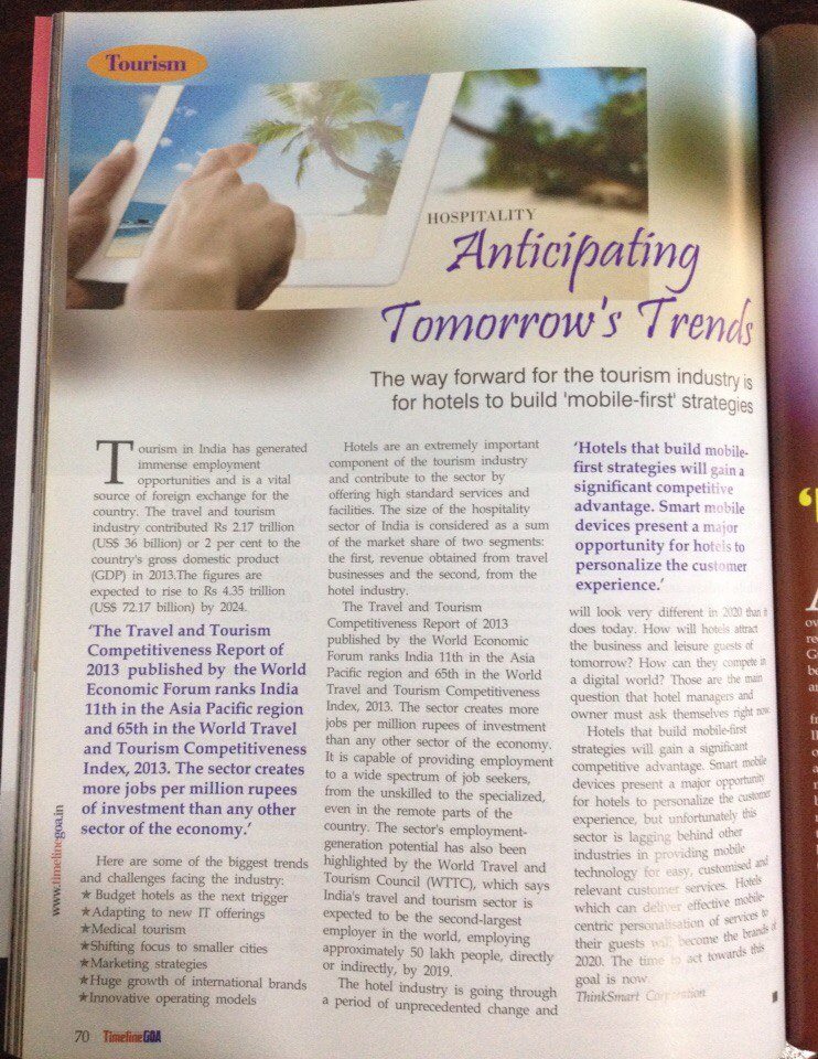 MySmartCheckIn's tweet image. Hospitality is anticipating tomorrow's trends. Check it out now in @TimelineGoa magazine! #mysmartcheckin #hotel2020