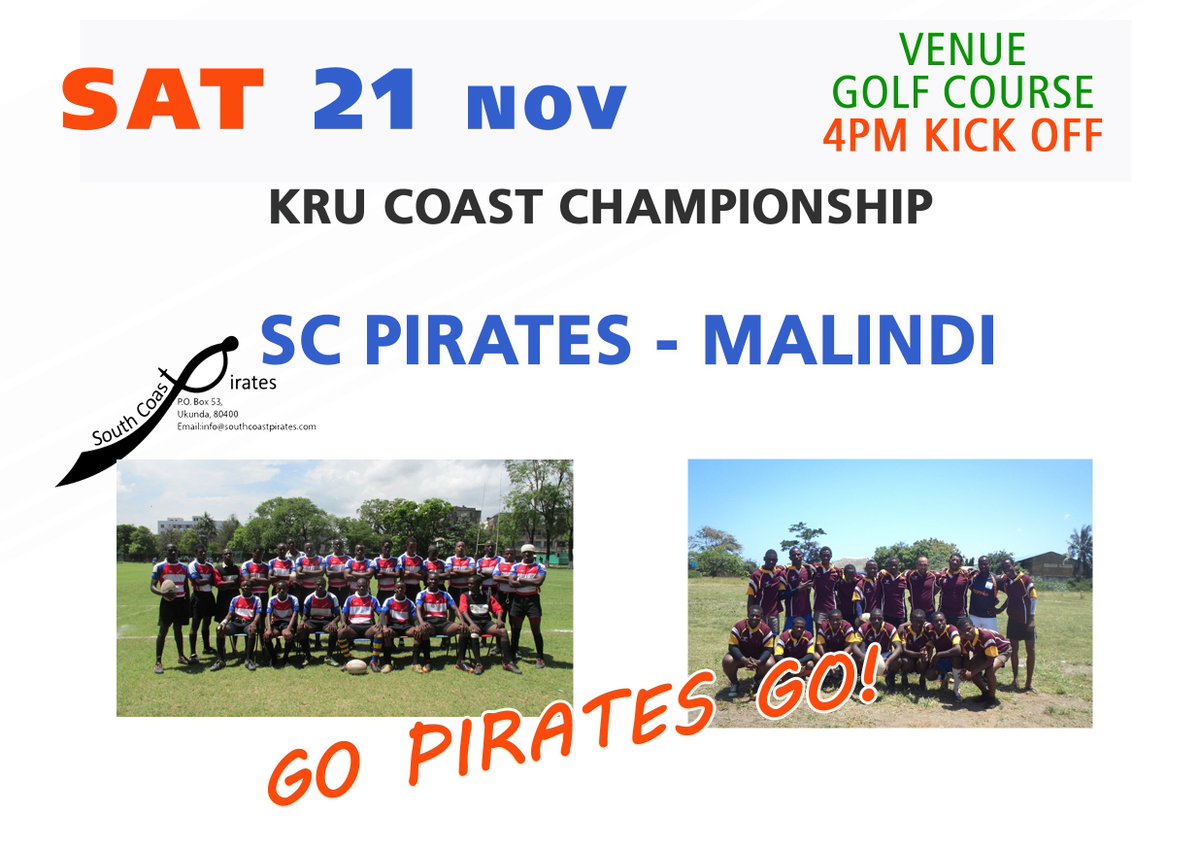 40beachbar's tweet photo. #RUGBY #SCPirates #Malindi @OfficialKRU Coastal Championship Saturday 21 Nov #Diani #GolfCourse 4PM https://t.co/r6VOyY762Y