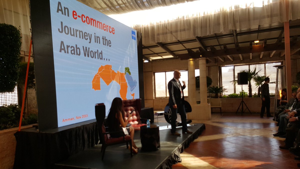 EndeavorJo's tweet photo. On the stage now is Souq's @ronmou, and @fida of @EntMagazineME is moderating! #DealMakers15 https://t.co/xwuferOBDV