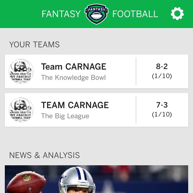 ChrisGCarney's tweet photo. #FantasyFootball Sittin in the top spots! https://t.co/bdo9rIOXqb