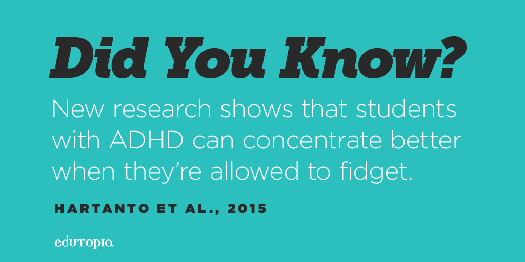 edutopia's tweet photo. 17 ways to help students with #ADHD fidget without disturbing the rest of the class: https://t.co/WCyko4munb. https://t.co/wVmPOdaSAK