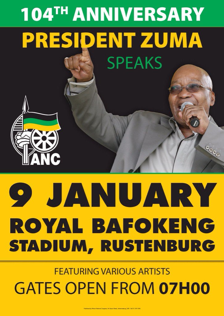 MYANC's tweet photo. #ANC has commenced with preparations for #ANC104 Celebration to be hosted at the Royal Bafokeng Stadium, Rustenburg https://t.co/mtSiVtrAFv
