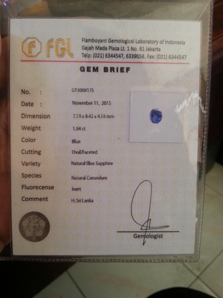 Blue Sapphire Srilanka 1.94crt @PecintaBatu <a href="/InfoBatuAkik/">Info Batu Akik</a> <a href="/Akikonline/">Batu Akik Online</a>