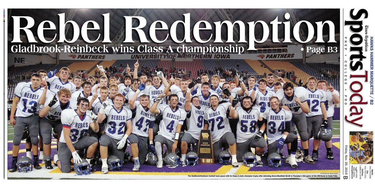 RossThedeTR's tweet photo. Rebel Redemption • @GR_Rebels run over Akron-Westfield for title • #iahsfb https://t.co/PSf59WDBlZ https://t.co/CH1aE8xbLc