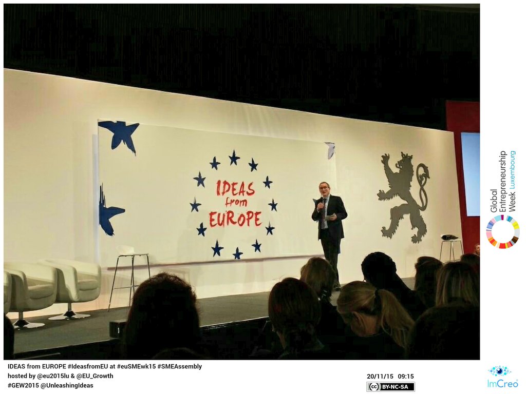 GEWLux's tweet photo. #IdeasfromEU at #euSMEwk15 #SMEAssembly hosted by @eu2015lu &amp; @EU_Growth
#GEW2015 @unleashingideas https://t.co/WtFGplmtAO