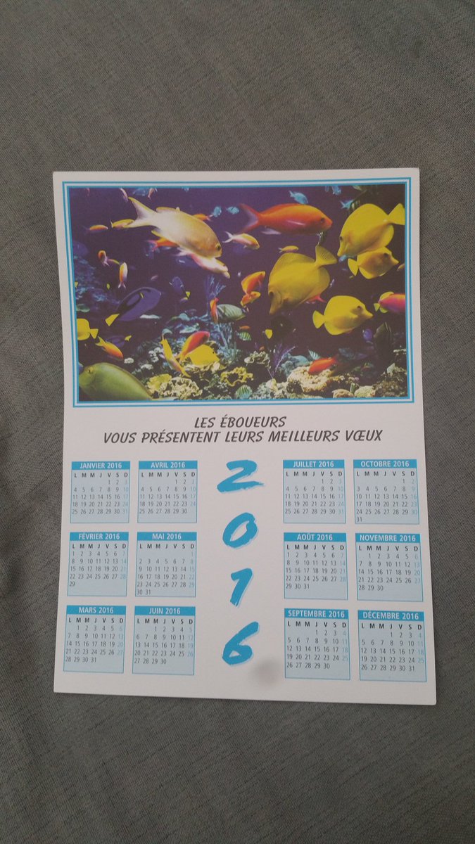 ClaireGrou's tweet photo. Les éboueurs sont passés vendre leur calendrier. J'ai choisi celui-là en hommage à #JojoLeMerou #MHSFR https://t.co/Kp3igtLux1