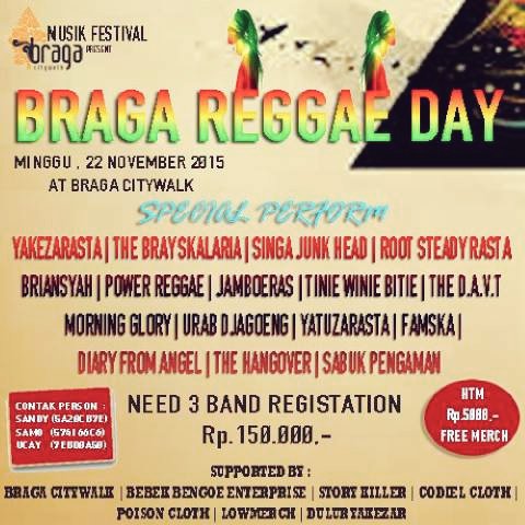 "Braga Reggae Day" bareng teman teman <a href="/Sjhd_Reggae/">SINGA JUNKHEAD INDO</a> <a href="/YakezarastaNew/">Yakezarasta</a> etc.. *beers :)
