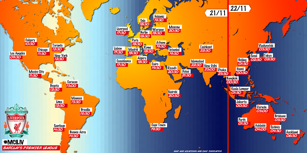 LFC's tweet image. Want to know when #LFC take on Manchester City this weekend? Wherever you are in the world, we've got you covered.