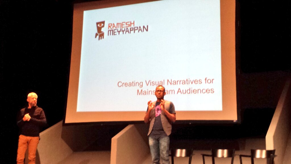 sejlitz's tweet photo. Ramesh Meyyappan om visuell teater för "mainstream" publik. @SDRorg #ICS2015 https://t.co/89LyHvsxwm