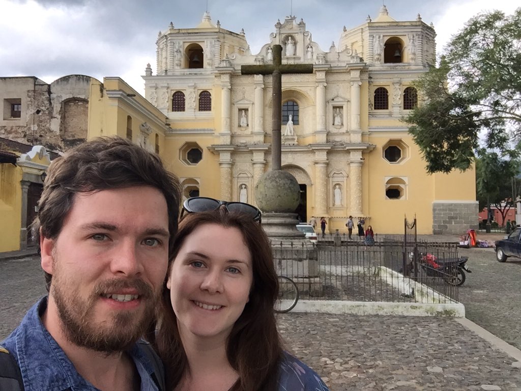 rgctobin's tweet photo. @ailbhed and I on the trail of #ThreeDamnFools and #TwoComedians in Antigua Guatemala. cc @daraobriain @MrEdByrne https://t.co/TZMnHmZDAF