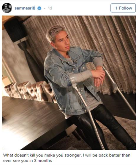 paddypower's tweet photo. Nasri takes to Instagram to let the world know he's back in 3 months. And that he wears leather trousers. https://t.co/53KMbheT1n