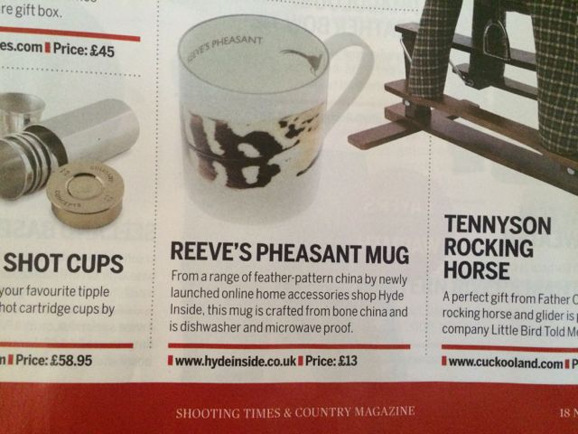 HydeInsideShop's tweet photo. Thanks @ShootingTimes for including #pheasant mug in fab Xmas issue - ideal for #shootingmad presents. https://t.co/a0MxuVIa4K