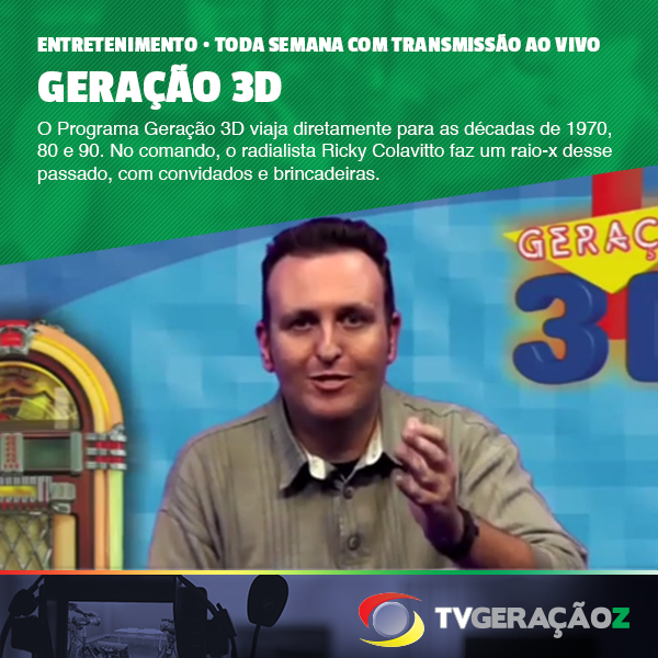 Hoje é dia de ‘Geração 3D’, às 18h, aqui na TVGZ! Não perca!

#TVGZ #webtv #programa #Geracao3D