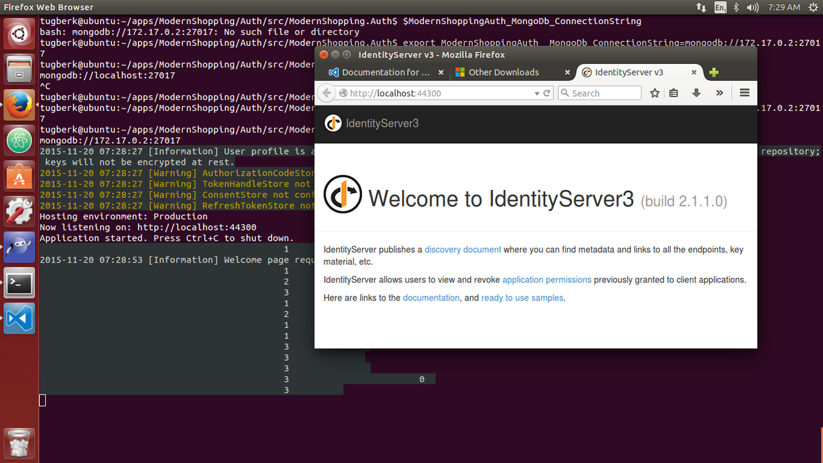 tourismgeek's tweet image. Nice! @IdentityServer on Linux, with #aspnet5, backed by #MongoDB!