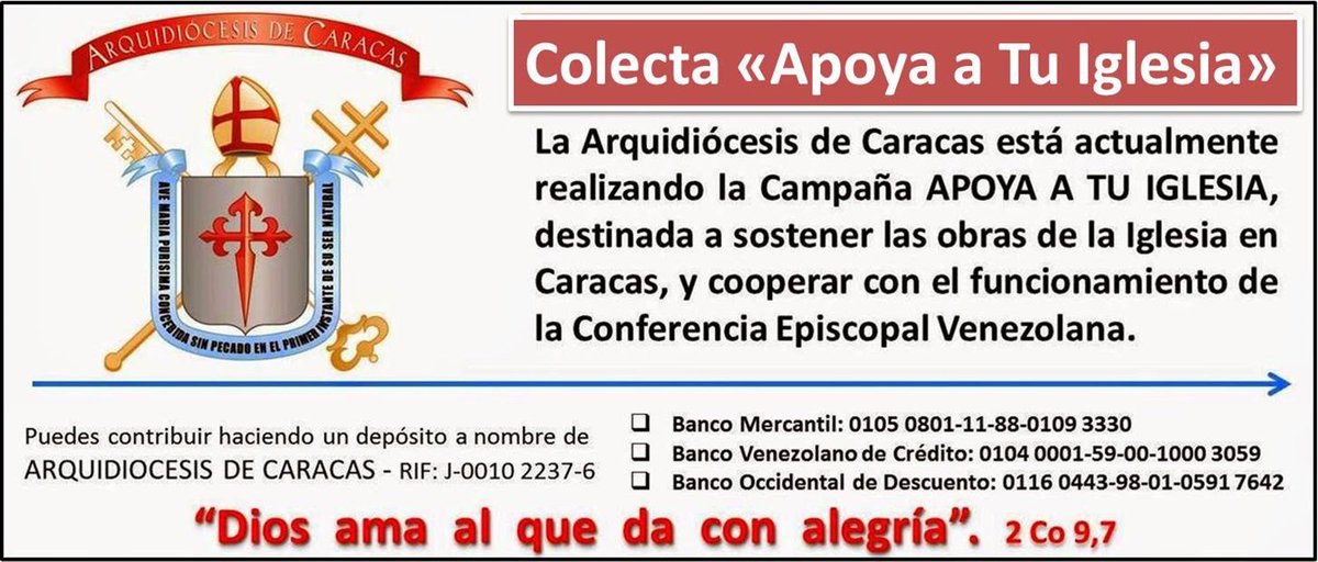 COLECTA #ApoyaTuIglesia Arquidiócesis de Caracas pide ayuda para sostener sus obras sociales <a href="/CEVmedios/">Conferencia Episcopal Venezolana CEV</a>