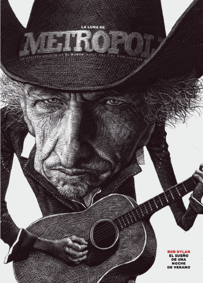 e_snde's tweet photo. La ilustración de Bob Dylan de @taverinez en @LunaMetropoli también consigue oro en #ÑH12 #magnificoymagistral https://t.co/GkO4JPYycY