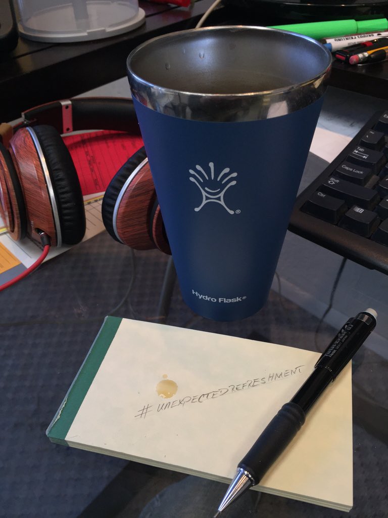 BarrettFadler's tweet photo. @HydroFlask Keeping the coffee hot!  #unexpectedrefreshment https://t.co/oq3HW5C7Nf