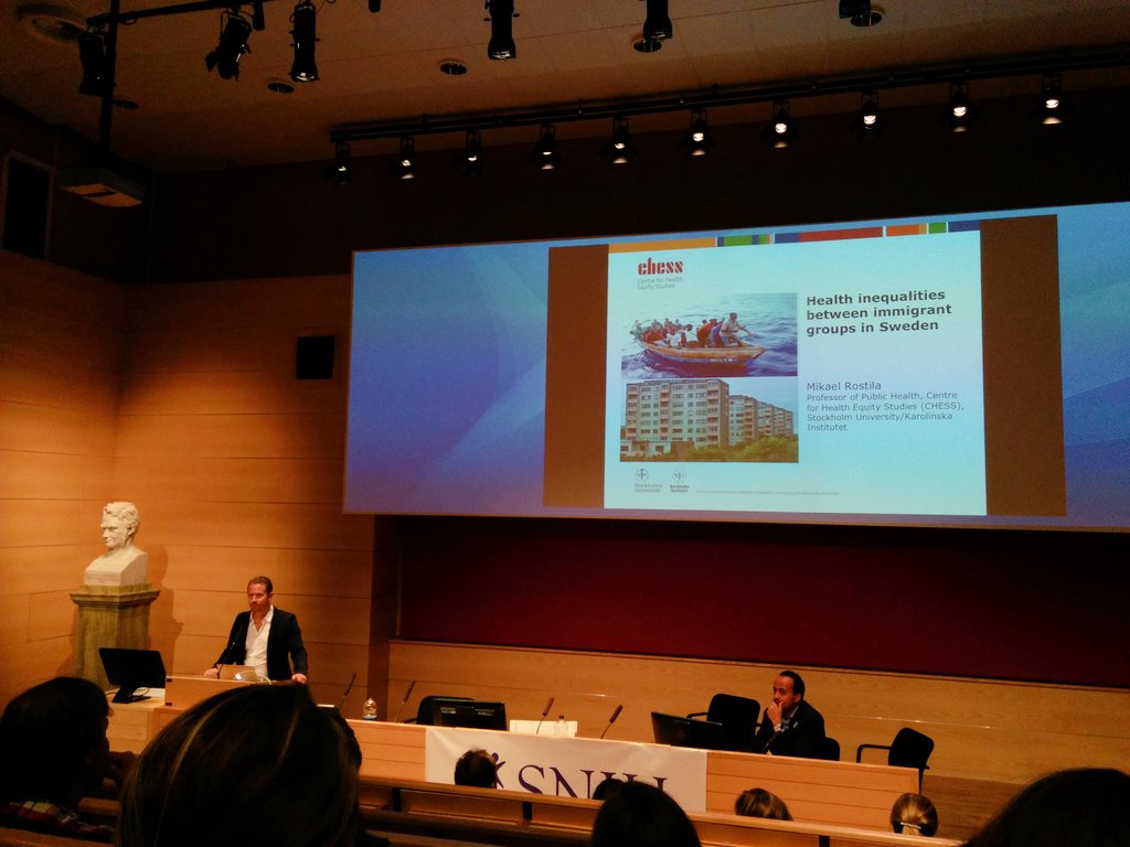 SineyScience's tweet photo. Looking at "health inequalities between immigrants groups in Sweden" with Mikael Rostila @snih_tweets #SNIHEquity https://t.co/zmNIK7cfFu