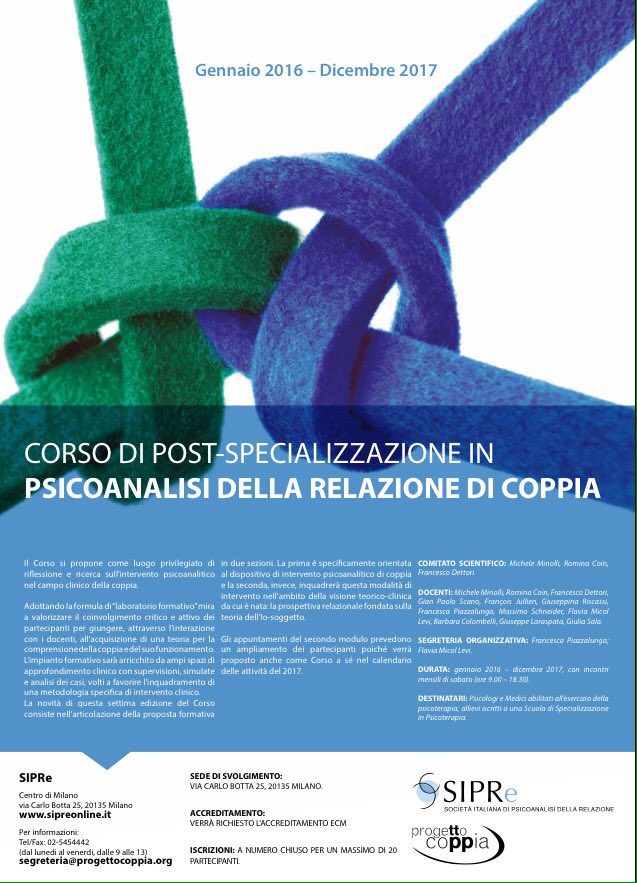 Da gennaio la settima edizione del #master in #psicoanalisi della relazione di coppia #psicologia #milano #corsi