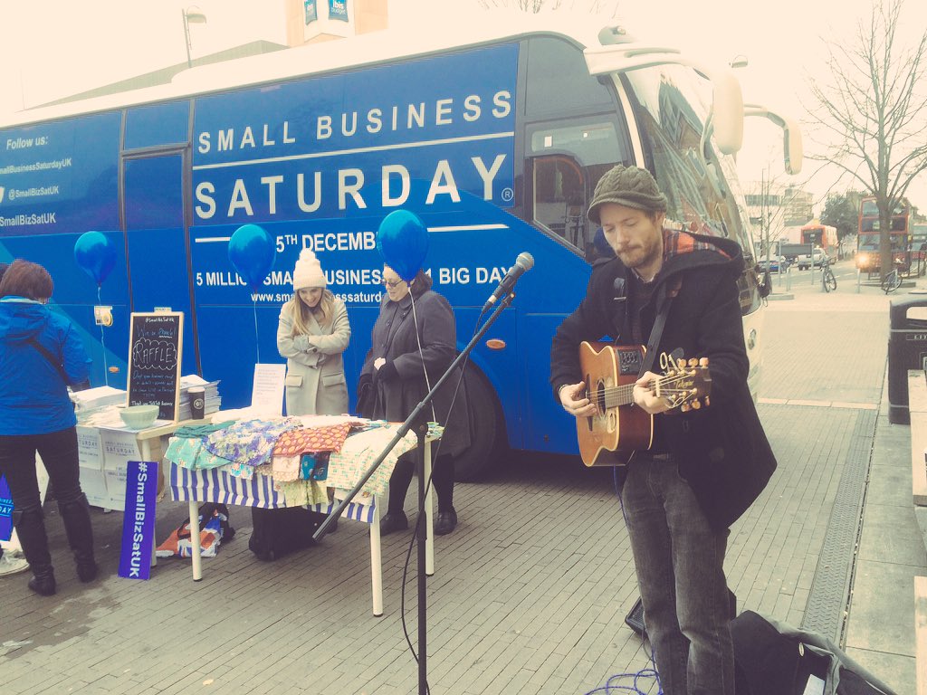 PRSforMusic's tweet photo. We're loving @baxterrhodes here in Hounslow town square #SmallBizSatUK #PRSinspire https://t.co/p1Q26bTHP1