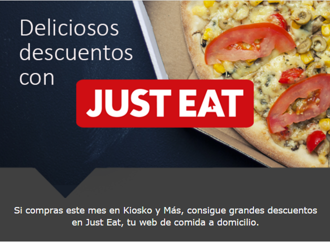 Kioskoymas's tweet photo. ¡Desde hoy compra en Kiosko y más y llévate un descuento en @JustEat_es , tu web de comida a domicilio! #ofertas https://t.co/wJyJKrL5Hf