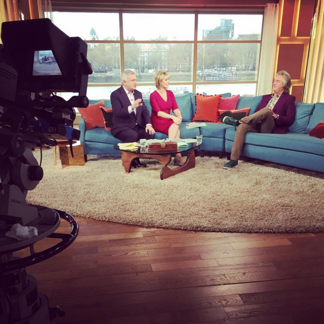 thismorning's tweet photo. Just chatting about cars with @MrJamesMay... 🚗 https://t.co/B4A48bXQ1i #JamesMay https://t.co/sGMEStOVLp