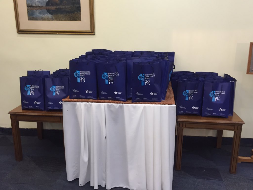 shanzaalam's tweet photo. Goody bags are ready for the #U.S. Alumni Connect! #IEW2015 #EdUSAPakistan https://t.co/z2yJ0vdAdd