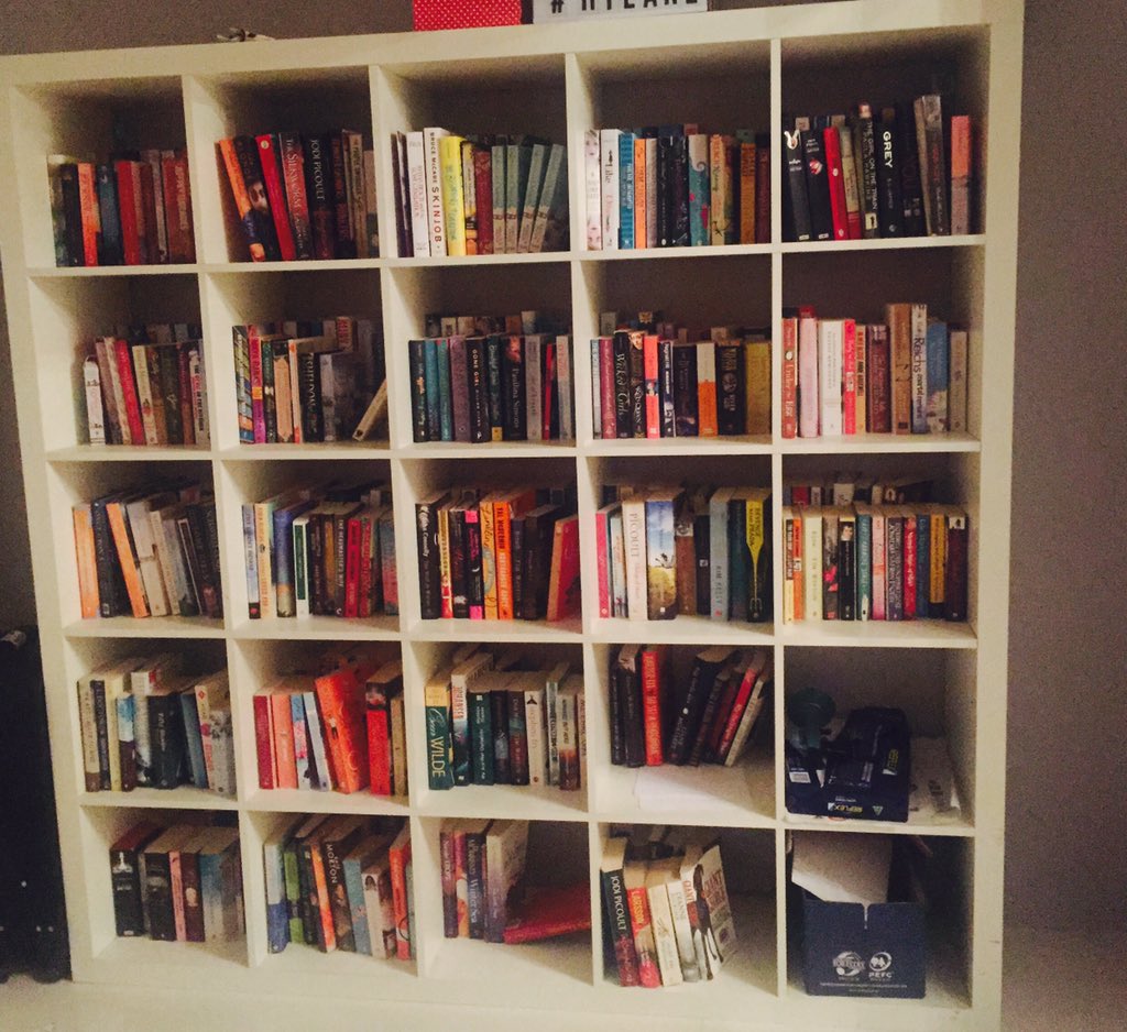 jaxandwillsmum's tweet photo. Messy, double stacked-ish! My office bookshelf! Tidiest out of all of mine! For some Friday fun #ShowMeYourShelf https://t.co/la2TdRasoJ