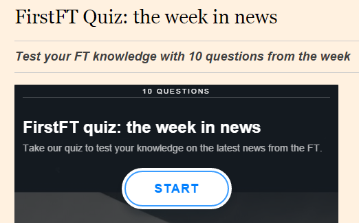 KekstCNC's tweet image. How good is your grasp of the news? Try the @FT #FirstFT #news quiz + let us know your score ow.ly/USoZJ