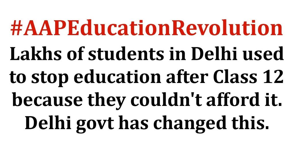 BalramAmethi's tweet photo. #AAPEducationRevolution 
lakhs of students in delhi used to used edu after 12th because they couldn't afford it. 
https://t.co/ZNy48thqHv