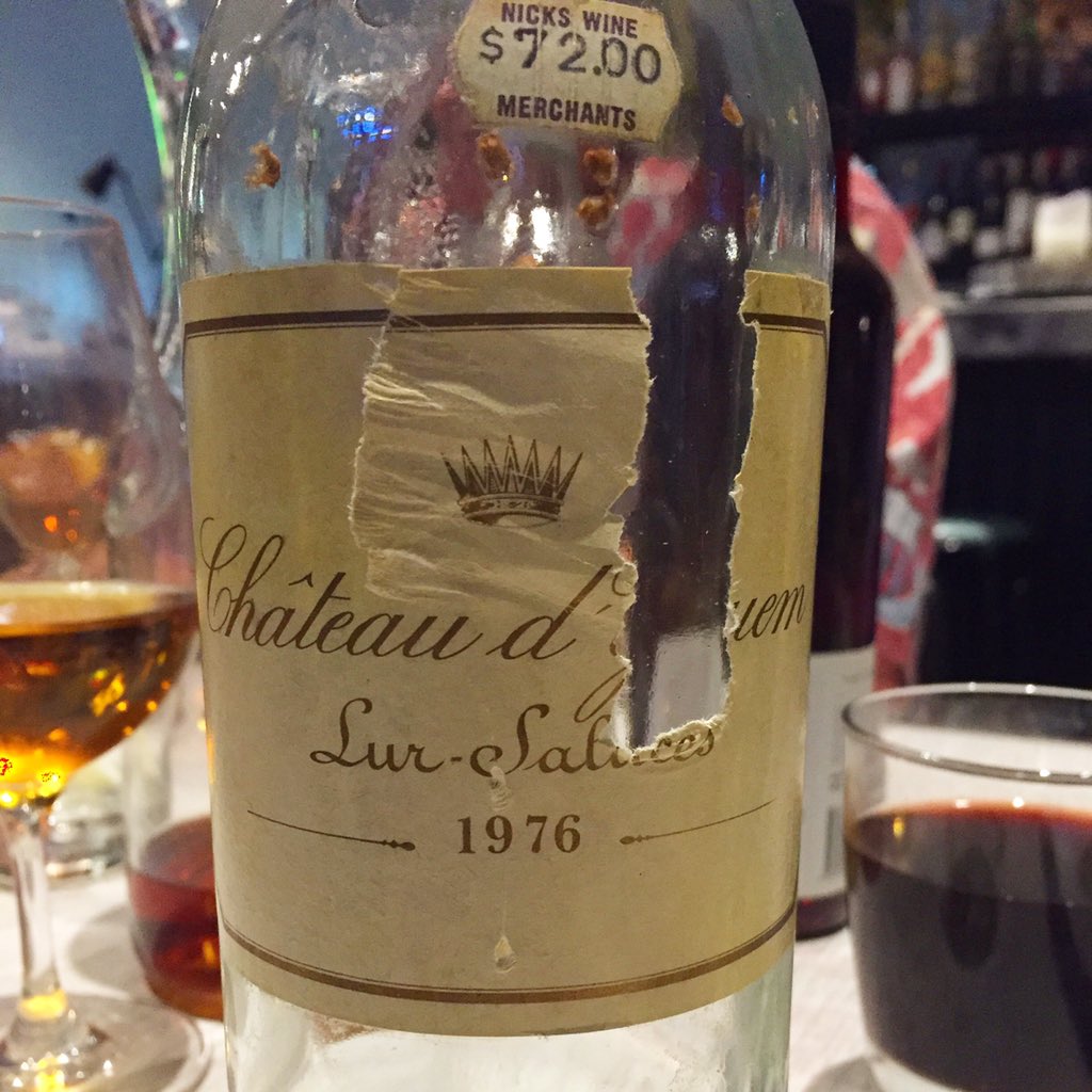 winestyleonline's tweet photo. Fabulous spoil &amp; rare treat #dyquem #sauternes check the price sticker! https://t.co/RJFNLXcvvs