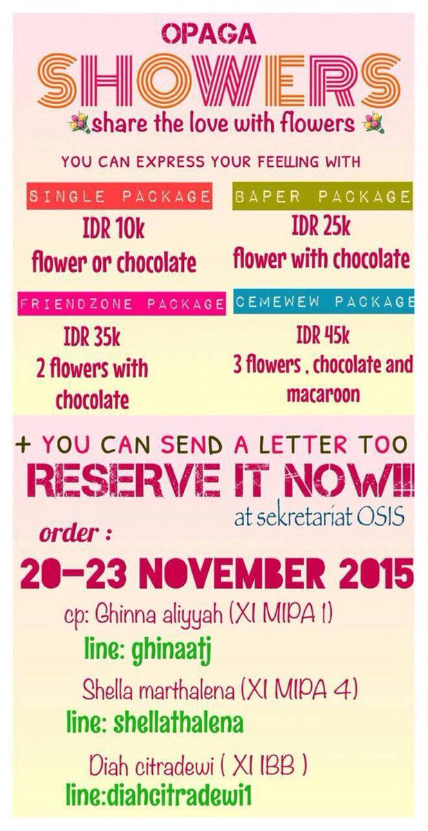 Osissman7bdg's tweet photo. Ungkapin perasaan kalian di SHOWERS "Share Love With The Flowers" buat yg malu..bisa kirim anon loh. RESERVE IT NOW! https://t.co/fwjQxVNLYE