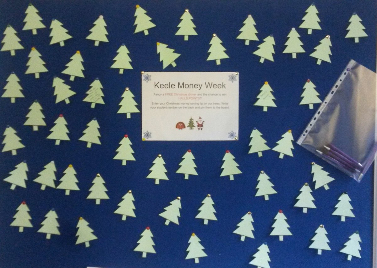 LifeAtKeele's tweet photo. Fancy getting Halls Points? Get involved! #KeeleMoneyWeek in Halls activity: give your best xmas money saving tip https://t.co/vYRGiF1a4F