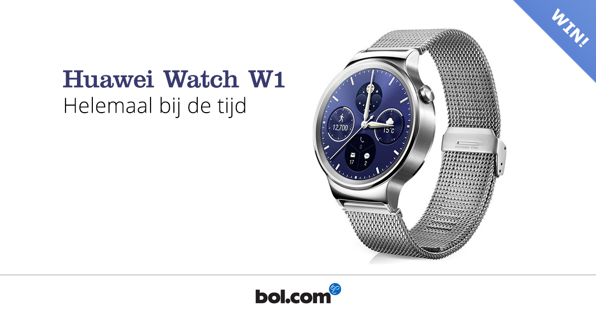 bol_com's tweet photo. Wie wil de #smartwatch van #Huawei, de Watch W1, testen en daarna houden? https://t.co/je4oQZmidU https://t.co/EjxUVzZLUX