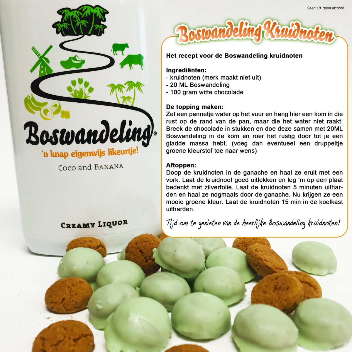 Groene kruidnoten voor volwassenen. Lekker na een <a href="/Boswandeling/">Boswandeling</a> met wandelpiet!