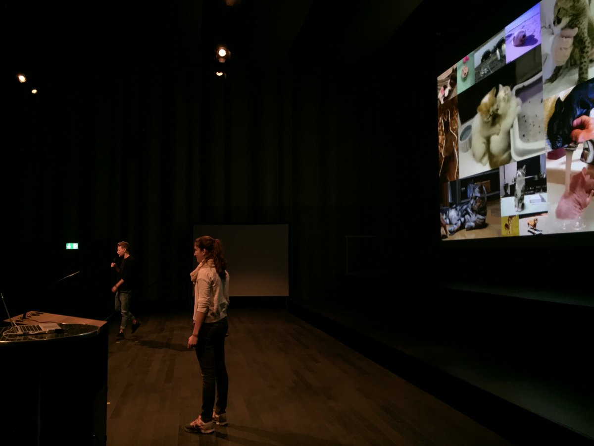 designstudieren's tweet photo. Now on stage: Cats, äh, Cast / Audiovisuelle Medien. So mit neuen Medien und so, kennsch? #infotag #zhdk @zhdkcast https://t.co/DXs1EtCbMZ