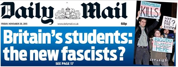 MediaWatchLFF's tweet image. Are student activists really 'the new fascists'?  leftfootforward.org/?p=108918 #DailyMail