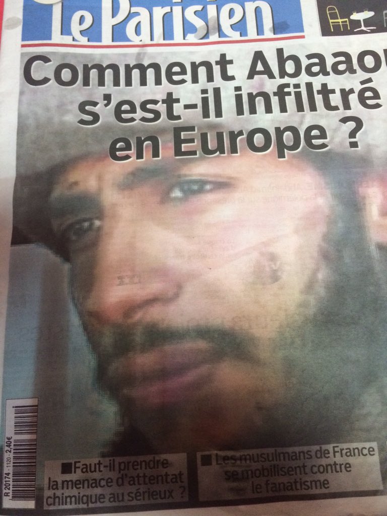 mompontet's tweet photo. Comment faire d'#Abaaoud une star pour désaxés ? Comme ça ! @leparisien https://t.co/sXsevCBQFI