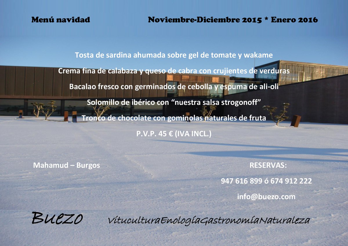 BUEZOBodegas's tweet photo. ¿Estas pensando en celebrar la Navidad con amigos, familiares o compañeros?
Te esperamos @BUEZOBodegas https://t.co/C3i8Sny7qa