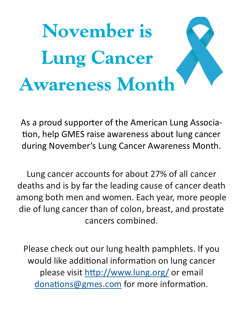 GMES53's tweet photo. Help us raise awareness during November's Lung Cancer Awareness Month #LungCancerAwarenessMonth @LungNE @LUNGFORCE https://t.co/UTB1BlOAze