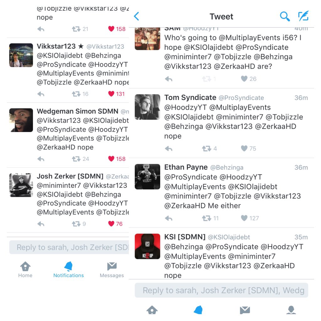 HoodzyYT's tweet photo. Still cant believe most of the sidemen and Syndicate comments back to my tweet 😛😎 https://t.co/p35KKryjPK