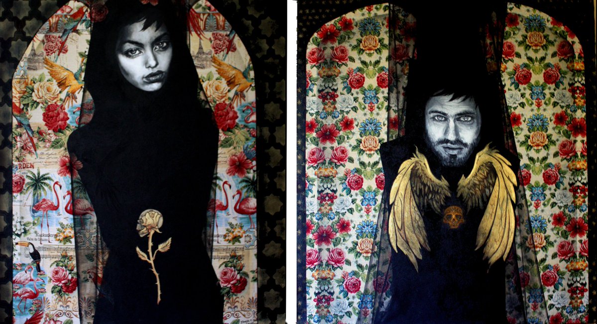 ihodeib's tweet image. #Adonis #Ashtarout #painting  #acrylic #canvas #goldleaf #2015 #myth #Lebanon #art #flowers