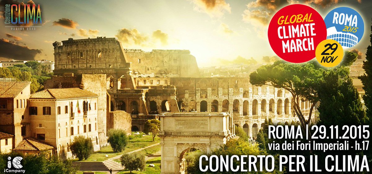 icompanymusic's tweet photo. #GLOBALCLIMATEDAY: IL CONCERTO #Roma, 29.11.2015 - via dei Fori Imperiali, dalle h 17 https://t.co/hMTXxMQhxj https://t.co/ddZoJHO9yU