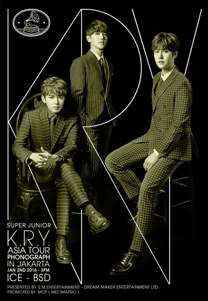 mecimapro's tweet photo. OFFICIAL IMAGE SUPER JUNIOR KRY ASIA TOUR "PHONOGRAPH" IN JAKARTA
DATE: 2016, JAN 02 (SAT) - 3PM
VENUE: ICE BSD CITY https://t.co/HNGkpA8PPP