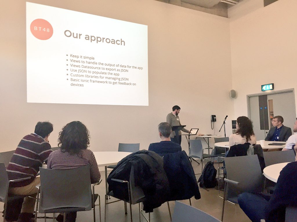 drupalireland's tweet photo. "Responsive design killed photoshop comps for us." Feargal O'Kane of @bt48 talks about rapid prototyping in #drupal https://t.co/1NFD6WlmlZ
