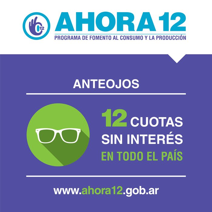 ¿Necesitás comprarte anteojos recetados?
►¡Con #Ahora12 lo podés hacer en 12 cuotas sin interés en todo el país!◄
