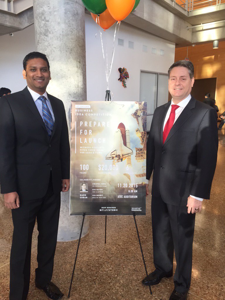 UTDEMBA's tweet photo. Will and Kiran from @UT_Dallas #UTDEMBA Class of 2016 before they pitch to @mcuban --- #UTDallas https://t.co/s7Akj8LYq3