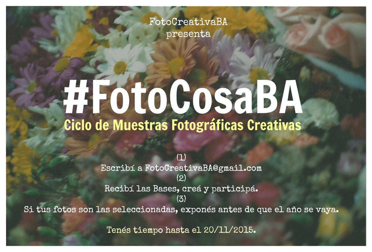 FotoCreativaBA's tweet photo. ÚLTIMO DÍA PARA PARTICIPAR DE #FotoCosaBA! Pedí las bases: FotoCreativaBA@gmail.com https://t.co/iVnem8RuQz